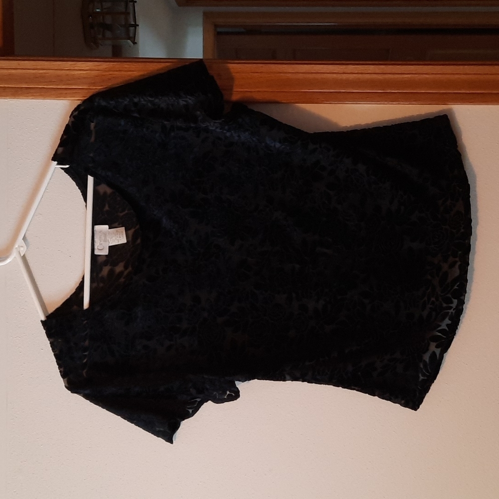 Cinema Etiole Black Rose Sheer Top Size Large